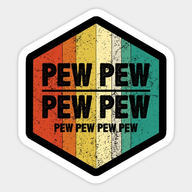 Best Retro funny scifi pew pew pew wars Sticker by MinyMerch